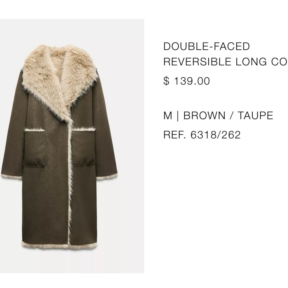 Zara Brown Shearling Coat - Picture 8 of 8